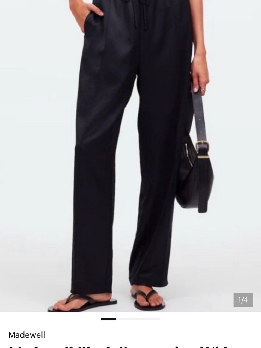 Madewell Black Satin Pintuck Pull On Drawstring NQ424 Pants New w/ tags